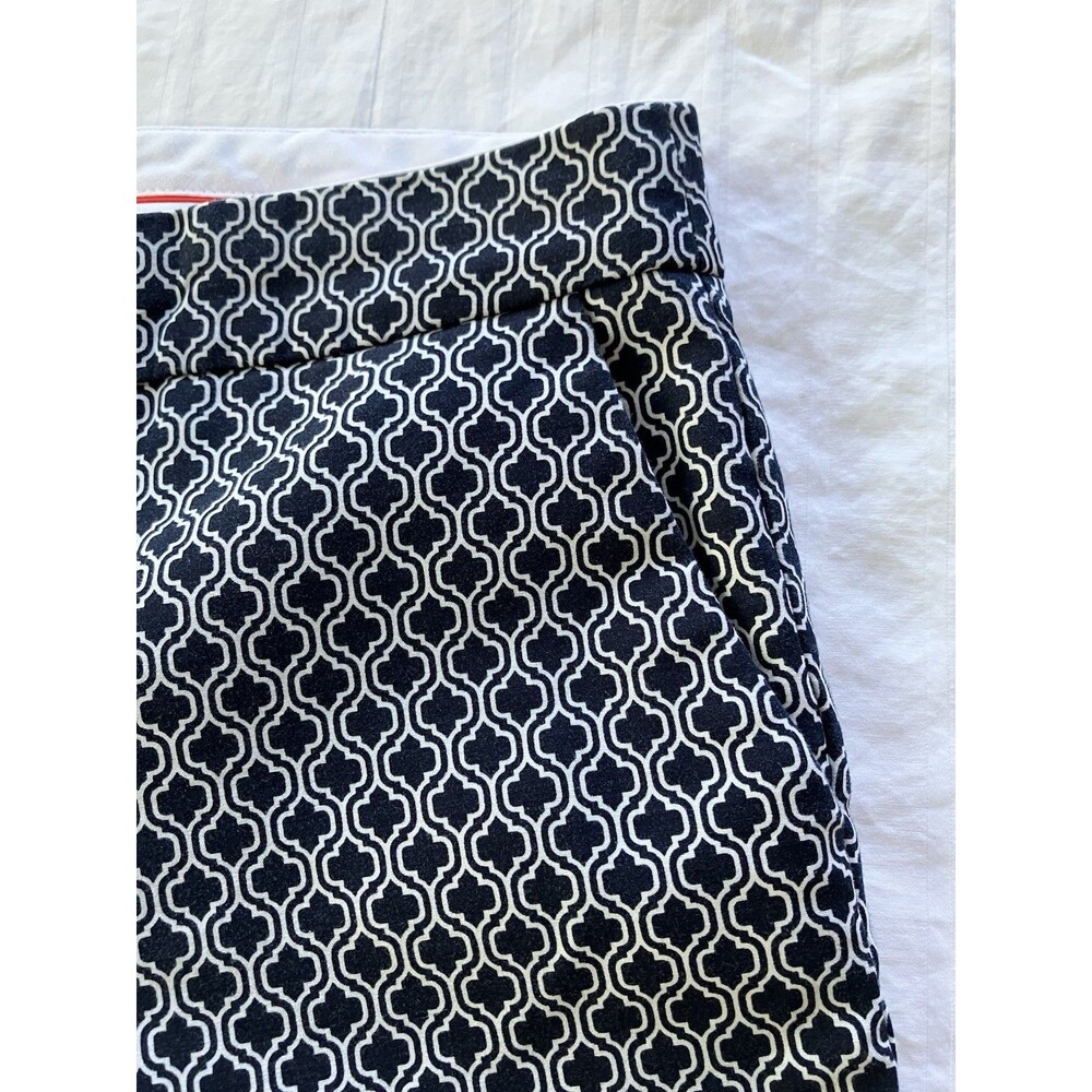 Willi Smith  Women's Crop Pants Navy White Stretch Size 14 Slash Pockets EUC